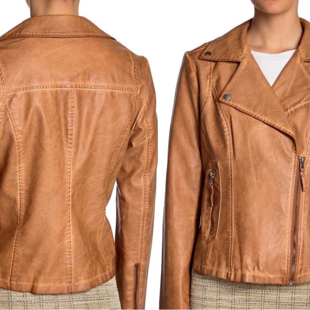 Max Studio Faux Leather Moto Jacket: Size M